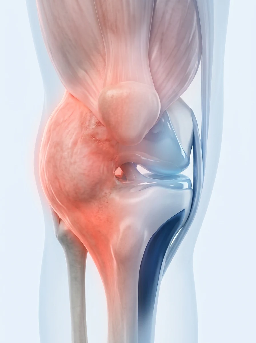 Knee joint with inflammation calming down